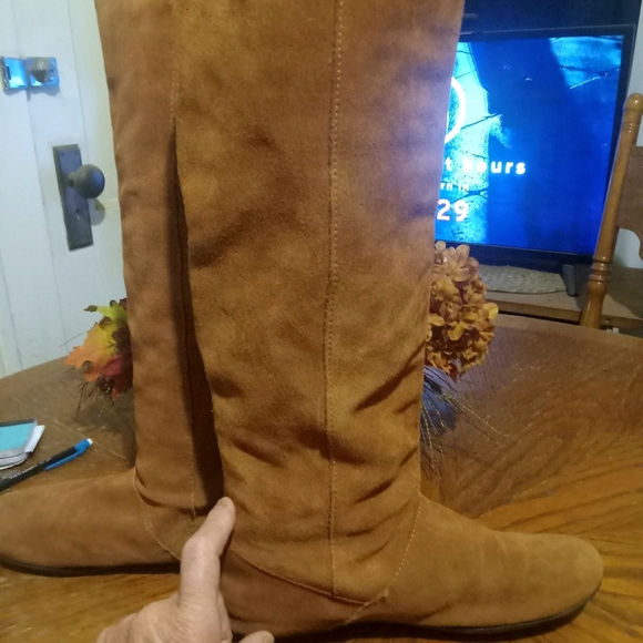 Xhilaration Leather Knee High Fringe Boots - Picture 3 of 6